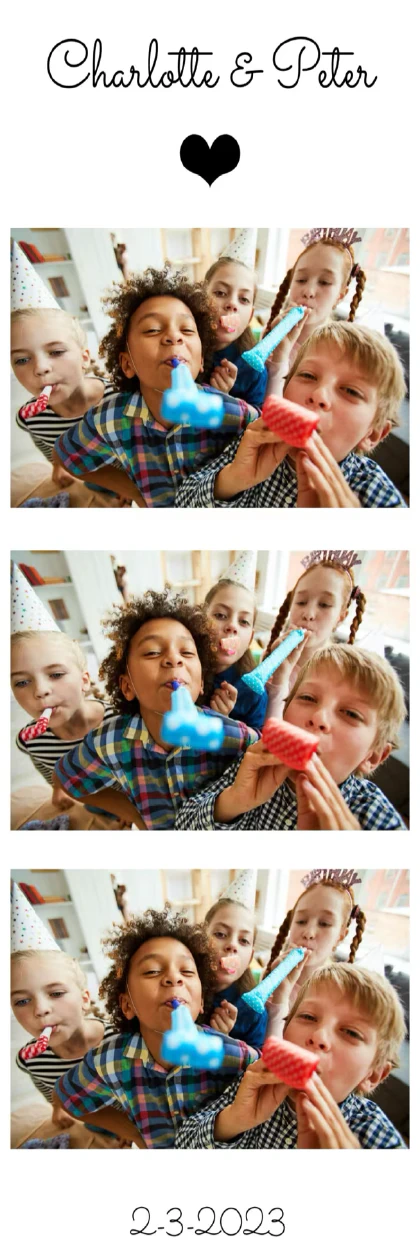 Voorbeeld van een witte gepersonaliseerde fotostrip